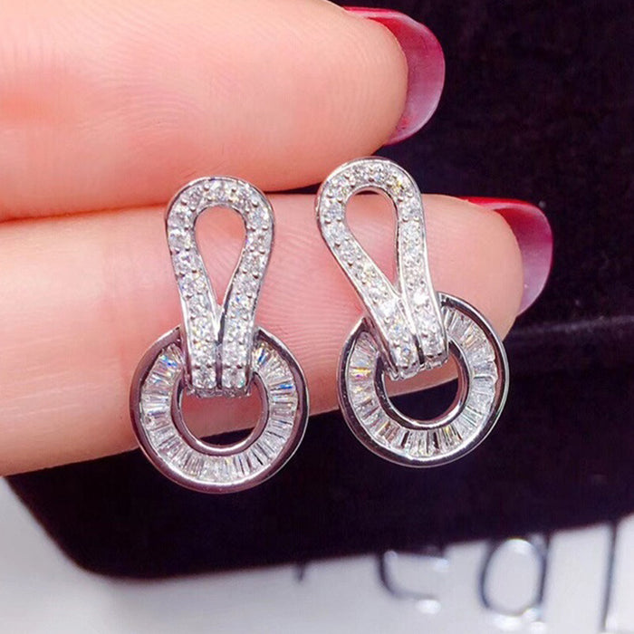 Women's exaggerated circle earrings with zircon