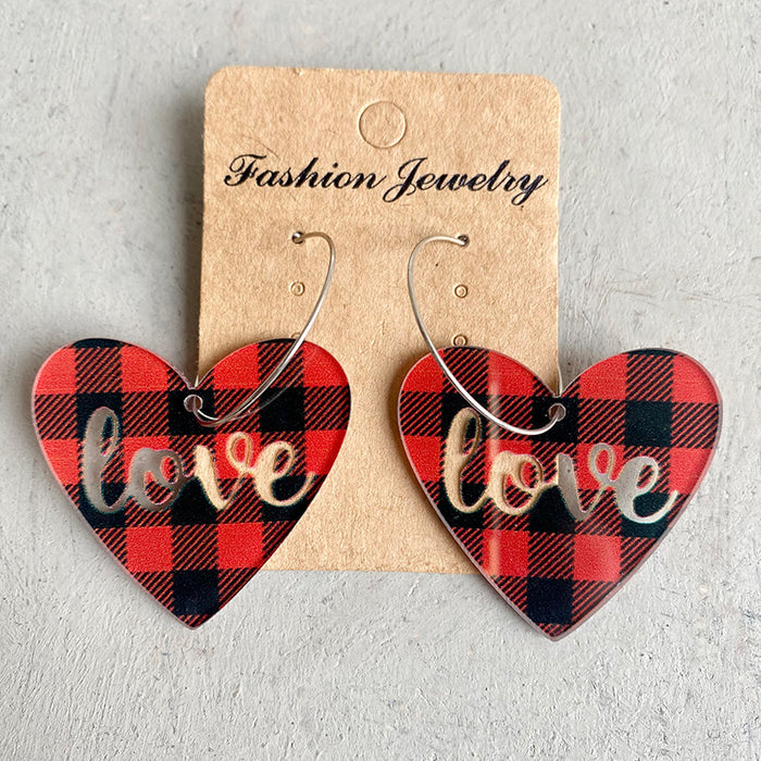 Love Striped Acrylic Earrings