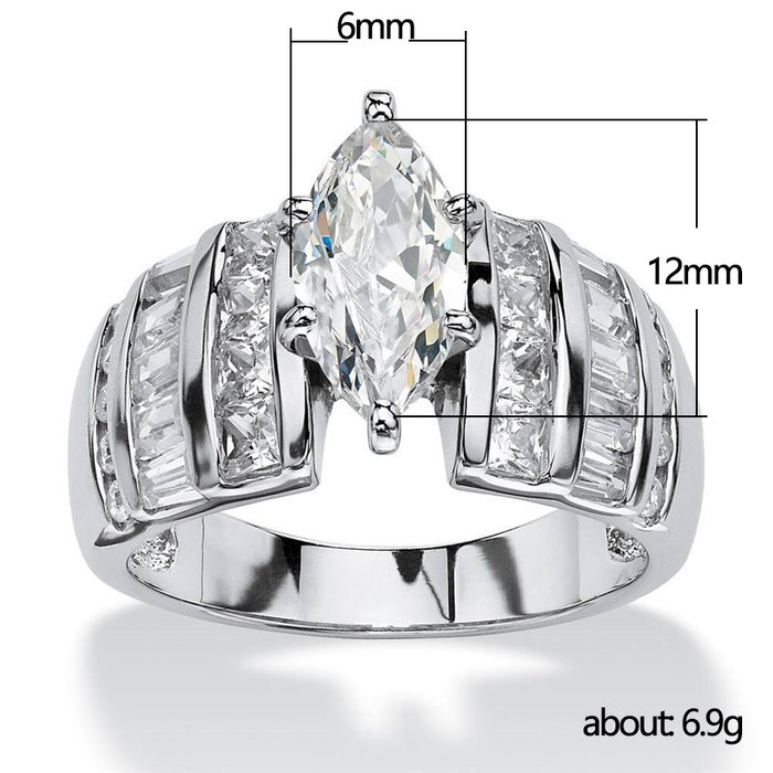 Marquise-shaped zircon ring company annual meeting matching jewelry