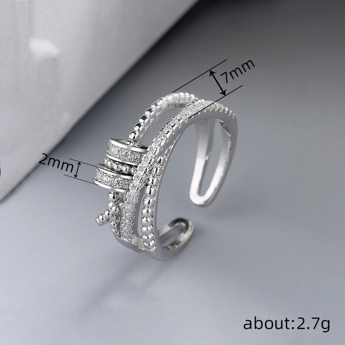 Women's open adjustable geometric ring