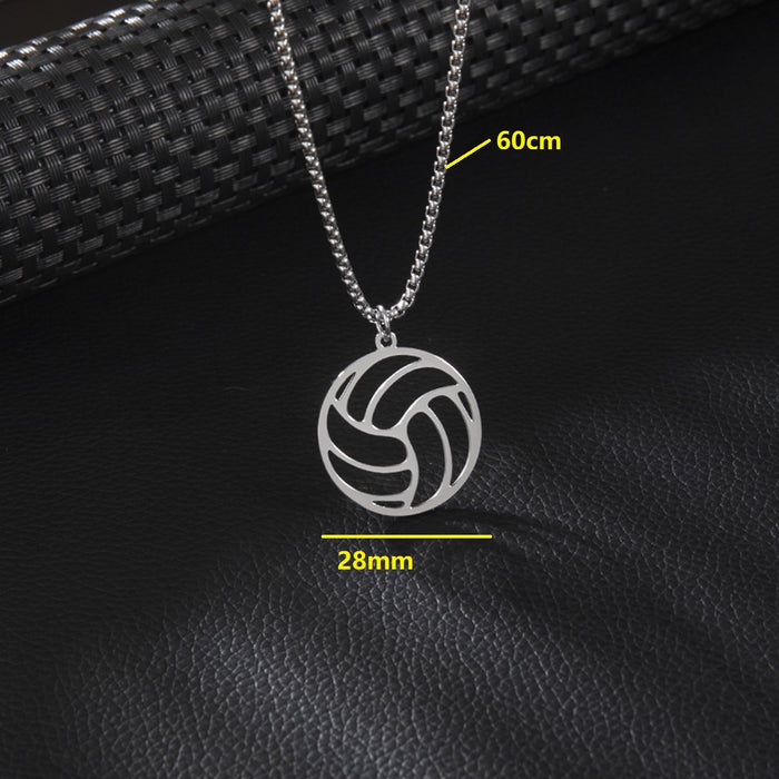 Collar con colgante de voleibol, cadena de clavícula hueca de acero inoxidable estilo deportivo europeo y americano estilo hip-hop venta al por mayor transfronteriza