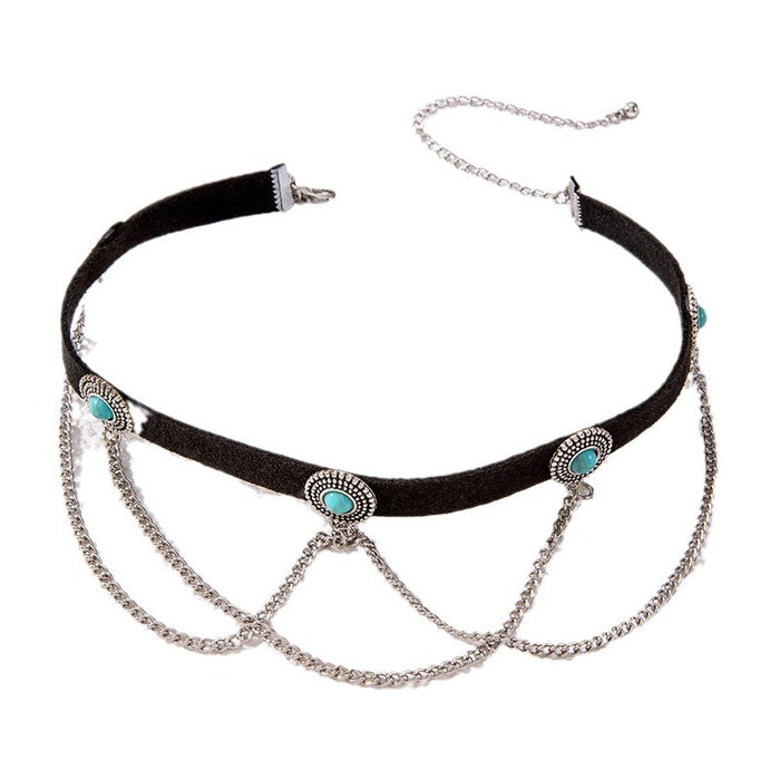 Collar con colgante de flor de cristal y cinta de terciopelo: joyería creativa y moderna para mujeres