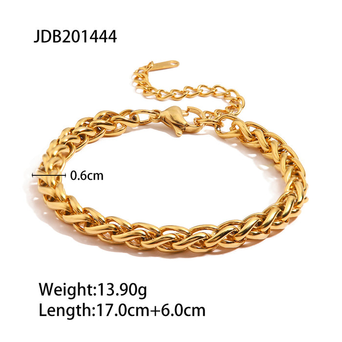 Stainless Steel Cuban Link Bracelet - High-End Tarnish-Resistant Titanium Steel Jewelry for Women