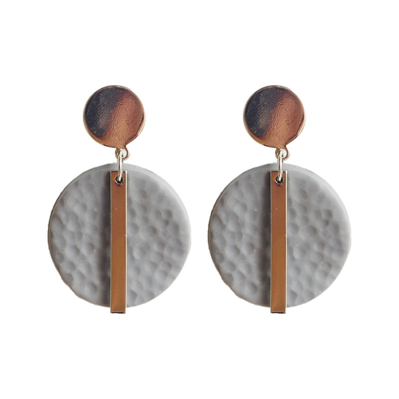 Handmade Geometric Metal Clay Earrings - High-End Minimalist Statement Jewelry