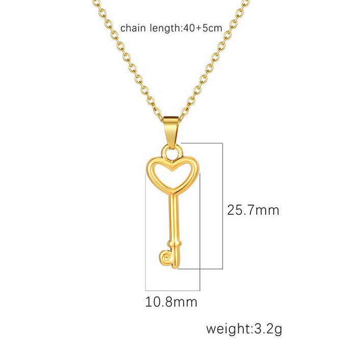 Love heart keychain necklace, 18K vintage clavicle necklace wholesale