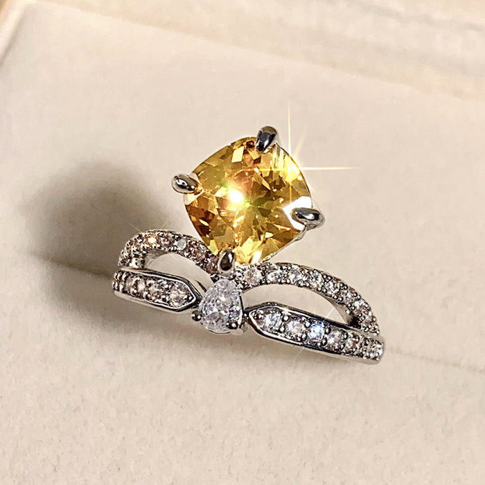 Zircon Crown Ring Luxury Queen Princess Water Drop Ring