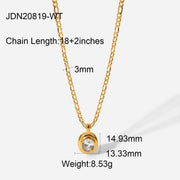 Stainless Steel Gold Plated Natural Stone Necklace - wallojewerly 