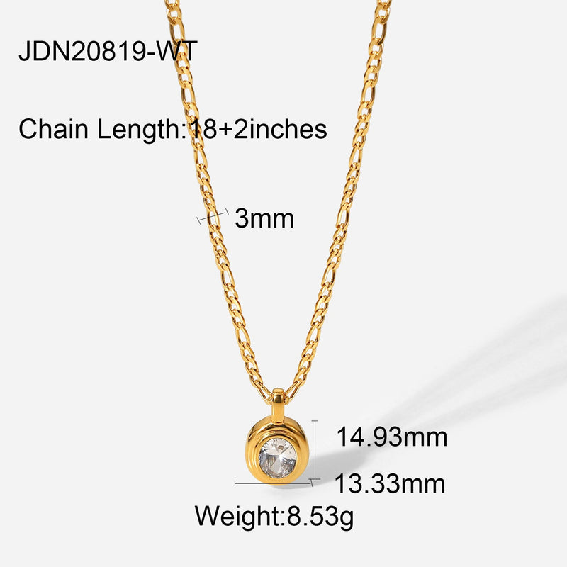 Stainless Steel Gold Plated Natural Stone Necklace - wallojewerly 