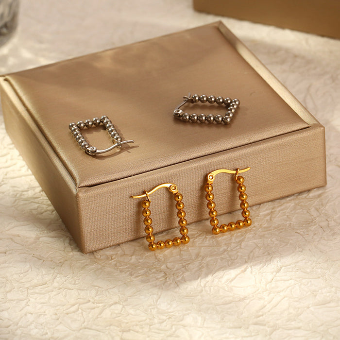 Internet celebrity earrings stainless steel gold-plated steel bead-shaped earrings