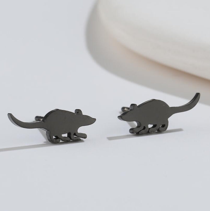 Mouse Design Stainless Steel Stud Earrings - Cute and Creative Animal Jewelry