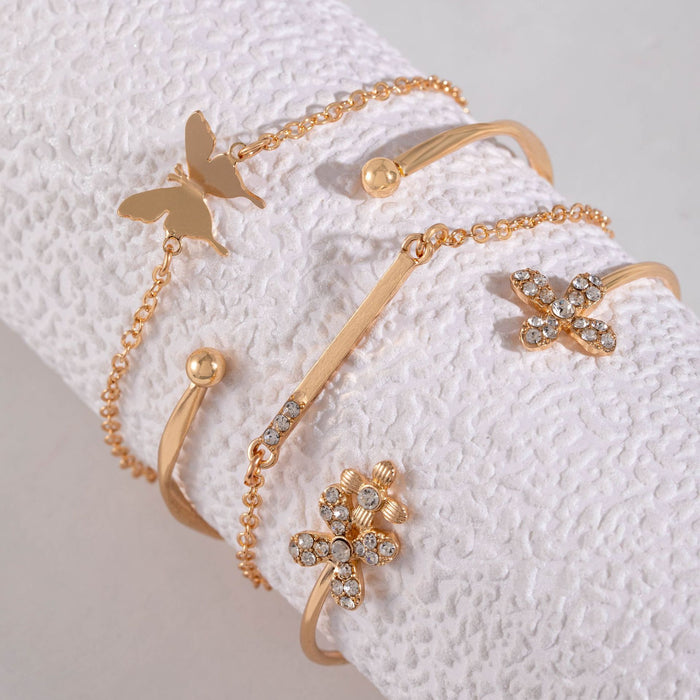 Minimalist Gold Butterfly Cuff Bracelet Set - Stylish New Jewelry