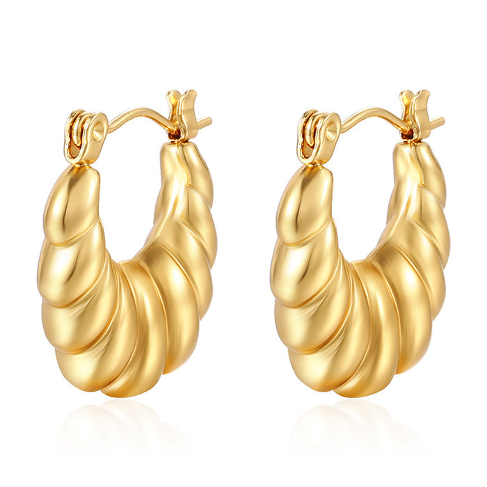 Light luxury hollow earrings stainless steel bamboo earrings