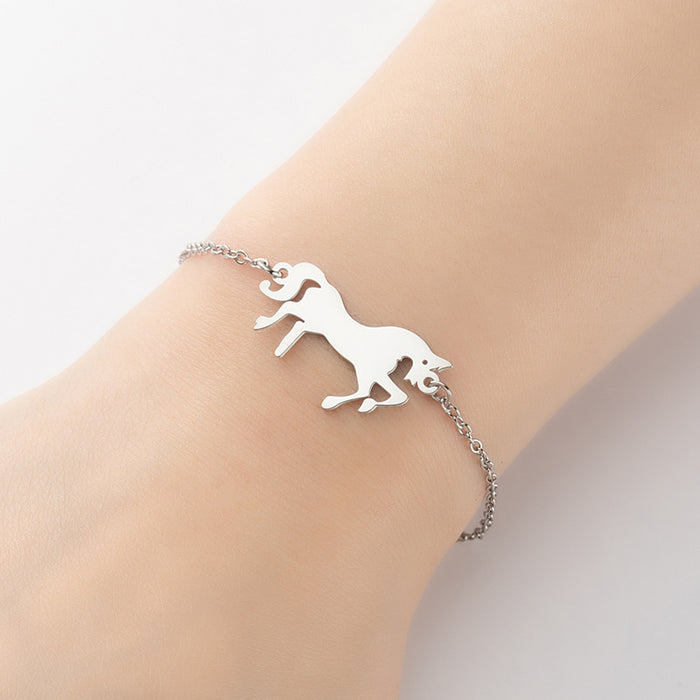 Unicorn pendant bracelet, niche design stainless steel animal bracelet wholesale