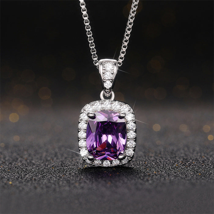 Fashionable imitation colored gemstone zircon pendant necklace