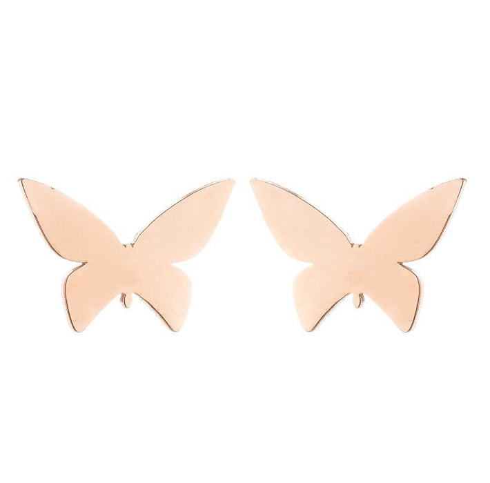 Butterfly earrings, double stainless steel female models small fresh hollow Korean style wings Yiwu small commodity wholesale