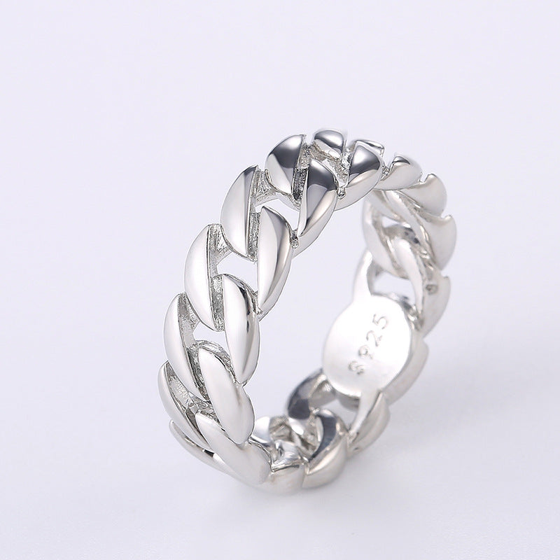 Anillo de cadena de dos tonos bañado en cobre, anillo de hombre punk de moda europea y americana