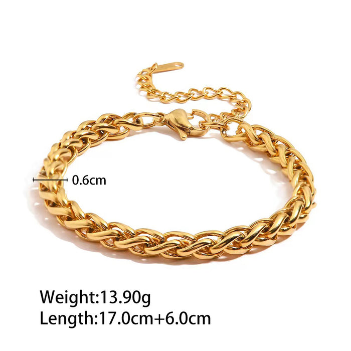 18K gold plated stainless steel double layer Cuban chain snake chain bracelet