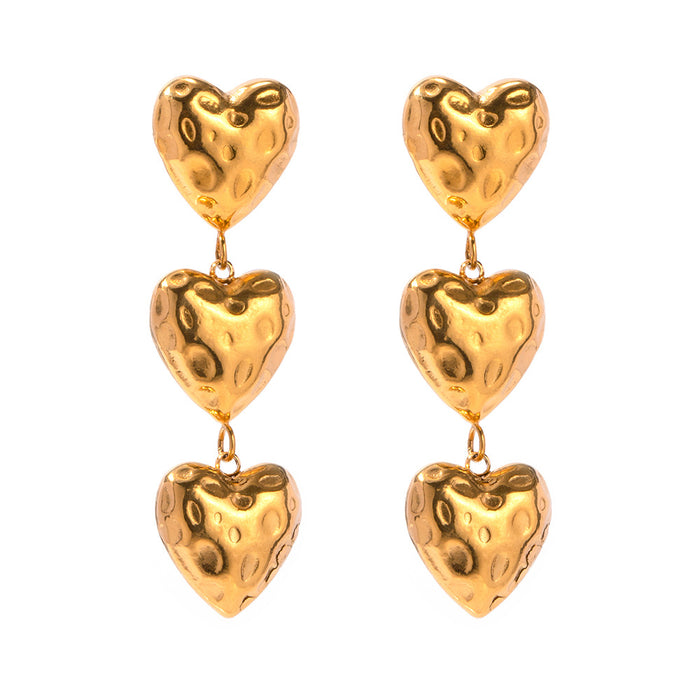 18K Gold Plated Stainless Steel Five Half-Sphere C-Shape Earrings - Fashionable Jewelry