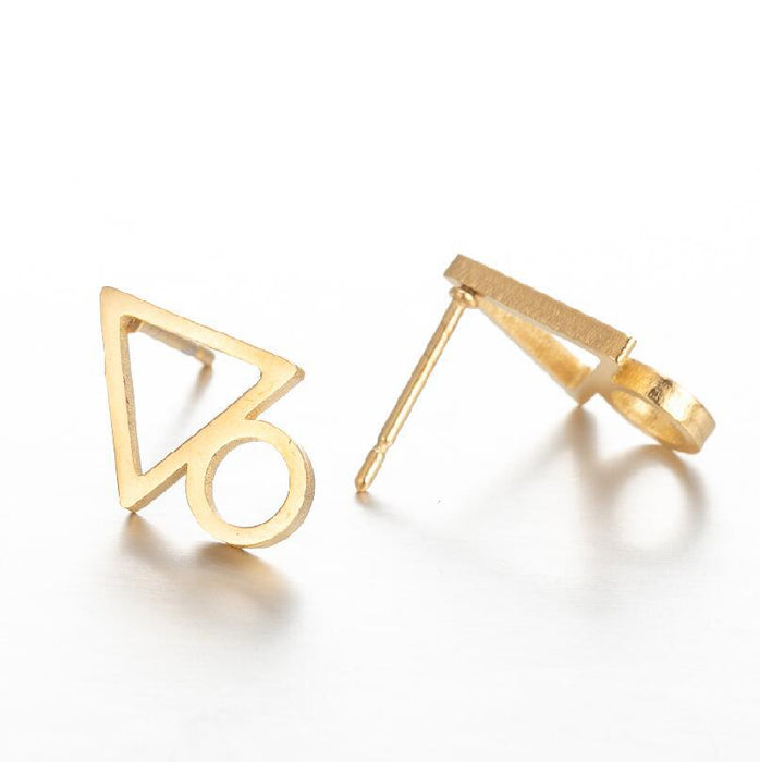 Geometric Circle and Triangle Stainless Steel Ear Cuffs - Modern Jewelry for Women