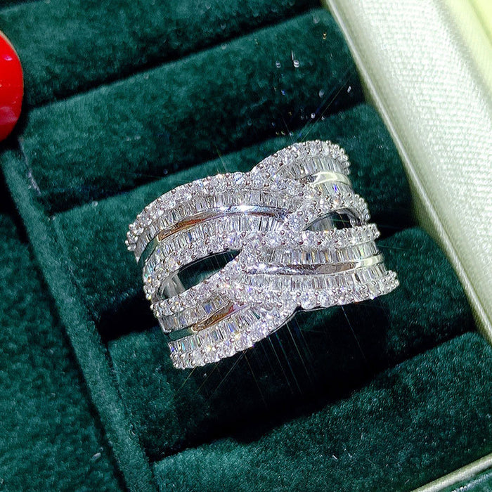 Cross Women's Ring Full Diamond Zircon Ball Ring