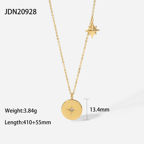 Stainless steel eight-pointed star zircon necklace pendant clavicle chain titanium steel necklace