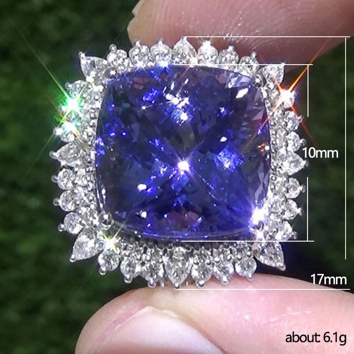 Purple diamond colored gemstone zircon ring fashionable anniversary accessories