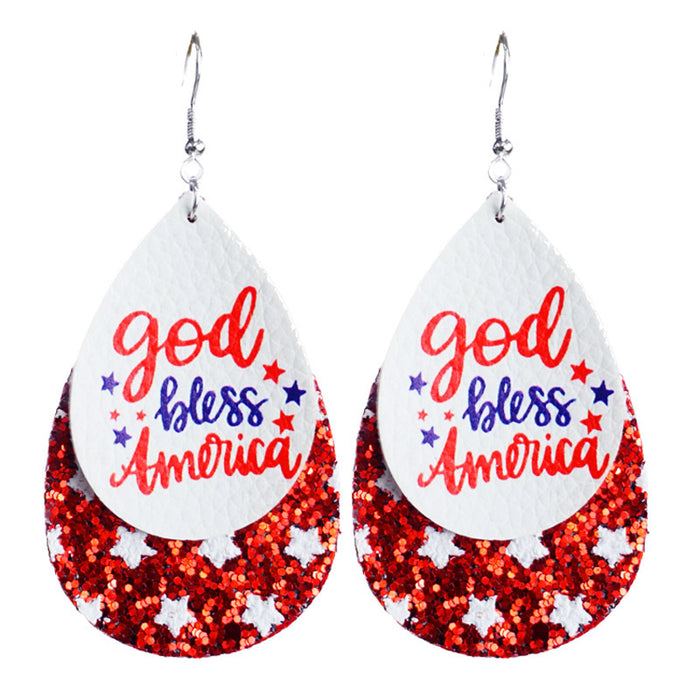 Independence Day Teardrop Earrings with American Flag Design