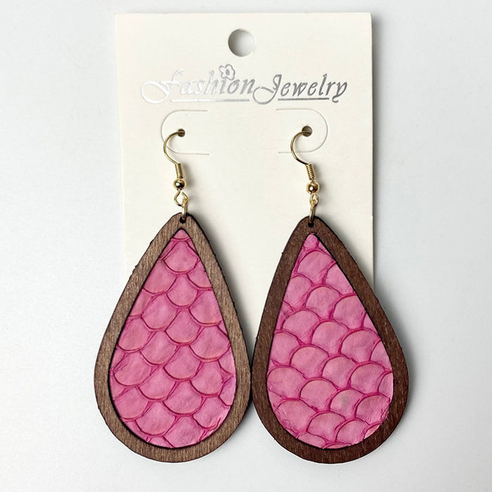 Wooden fish scale earrings