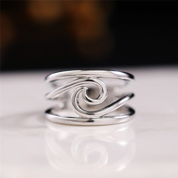 Simple geometric wave ring personality smooth index finger ring