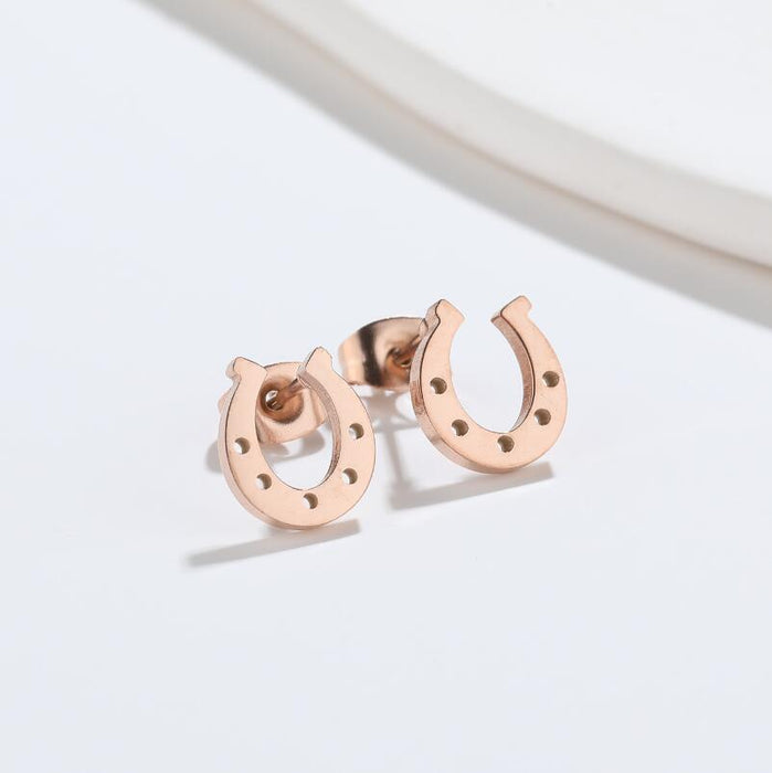 Horseshoe U-Shaped Stainless Steel Stud Earrings - Simple and Chic Geometric Jewelry