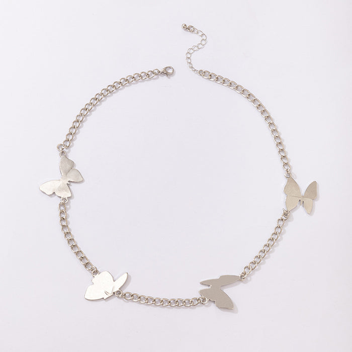 Trendy Butterfly Silver Necklace with Animal Metal Clavicle Chain