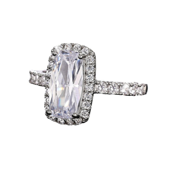 Geometric zircon ring rectangular creative engagement ring