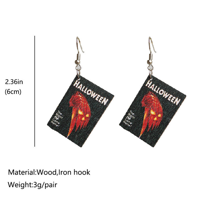 Halloween book wooden earrings