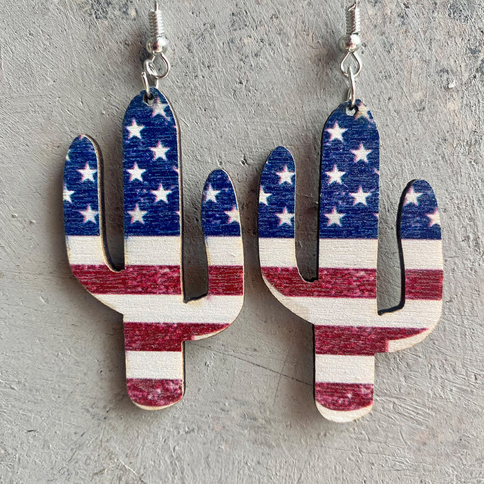 Independence Day patriotic wooden earrings