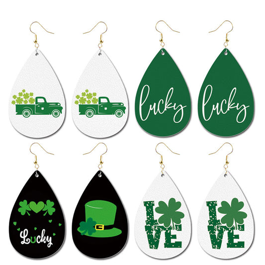 St. Patrick's Day Earrings with Green Polka Dot, Floral, and Car Elements