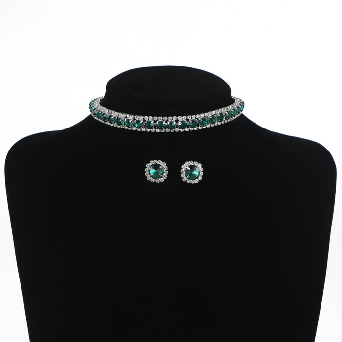 French-Style Rhinestone Choker Necklace - Elegant Design for Women