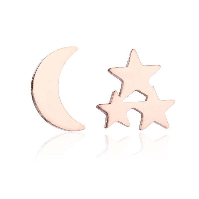 Black star and moon earrings, cross-border new stainless steel simple star and moon earrings personalized accessories wholesale