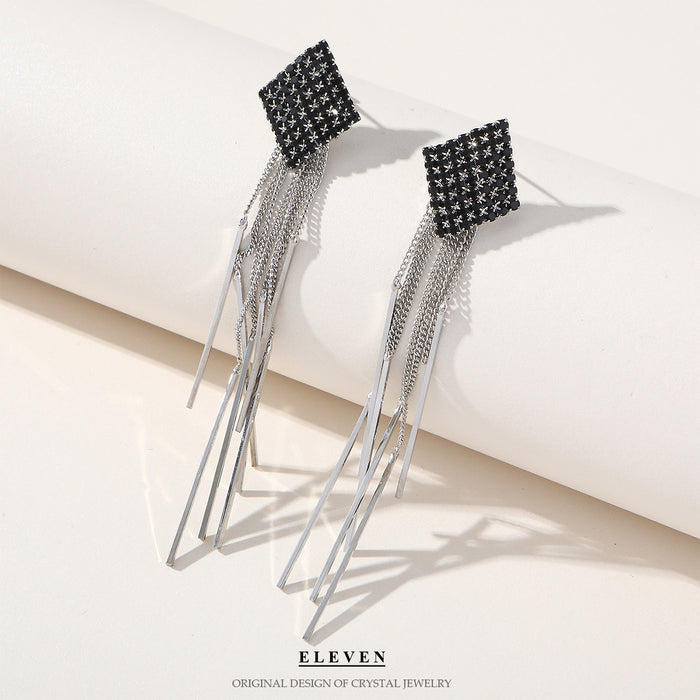 Luxury Geometric Rhinestone Earrings - Elegant Statement Jewelry for Women