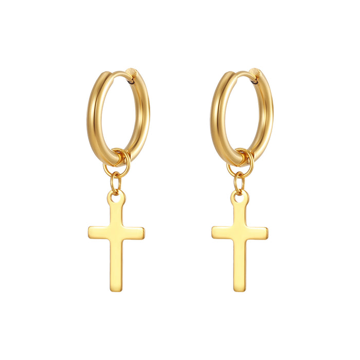 Titanium steel cross earrings for men and women 316 stainless steel 18K earrings