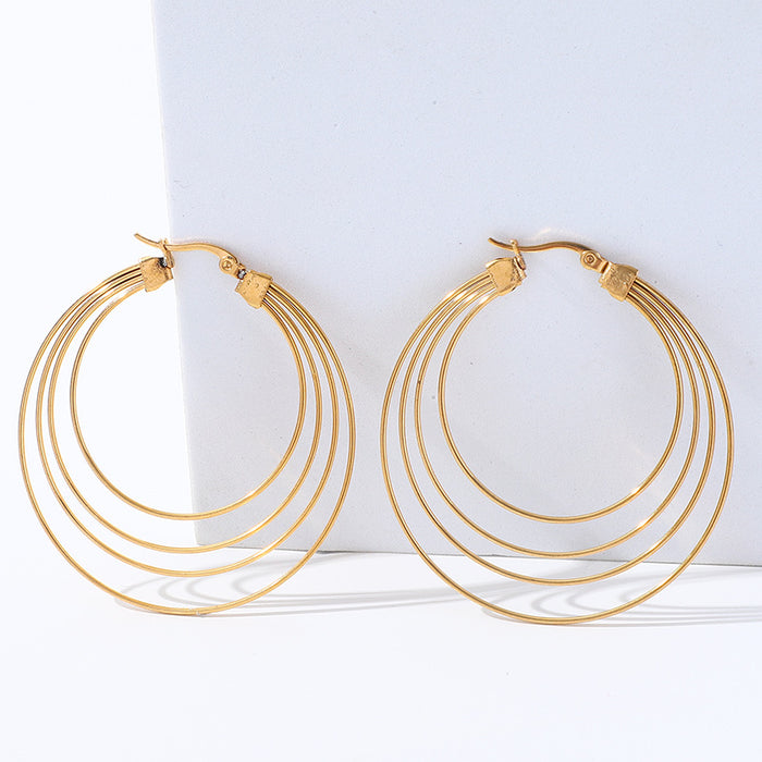 French mosquito coil earrings, geometric circle stainless steel gold earrings