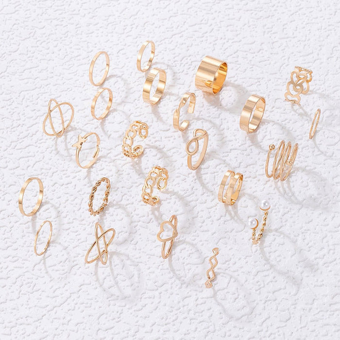 Minimalist Gold Ring Set - Simple Geometric Multi-Piece Rings for Women