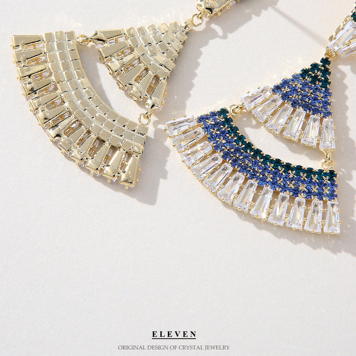 Exquisitos pendientes en forma de abanico: colgantes de diamantes de imitación vintage para un estilo elegante