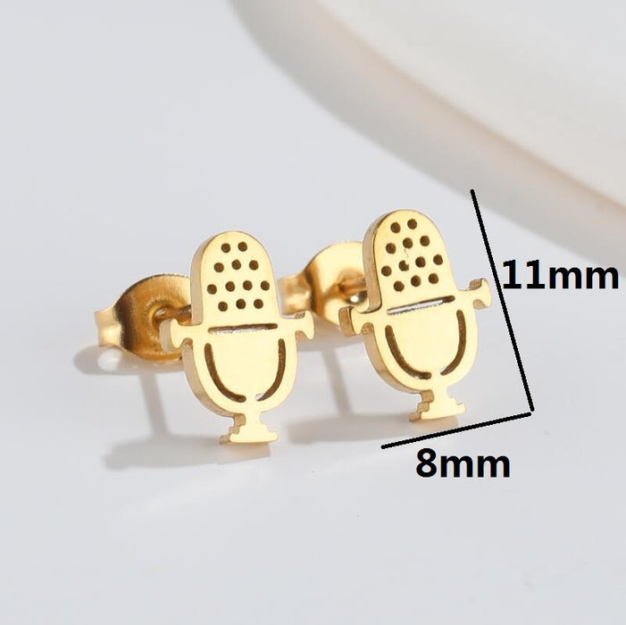 Music earrings, cross-border new retro horn accordion earrings ins personality headphone microphone hip-hop earrings