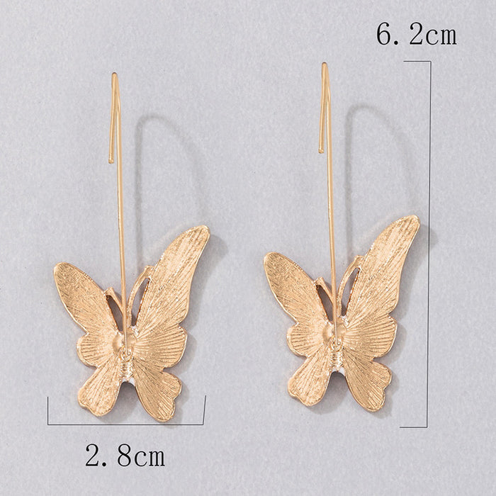 Contrast color butterfly oil drop ear hook French fun earrings