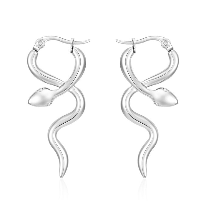 French snake earrings versatile titanium steel style simple design