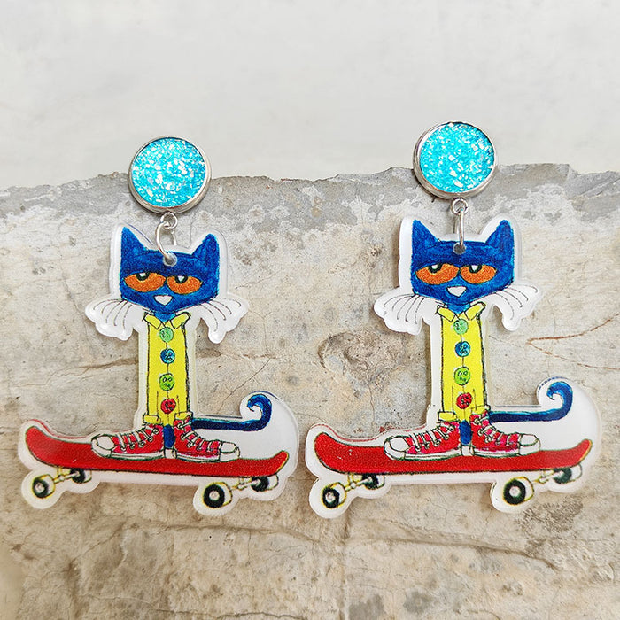 Cartoon kitten acrylic earrings