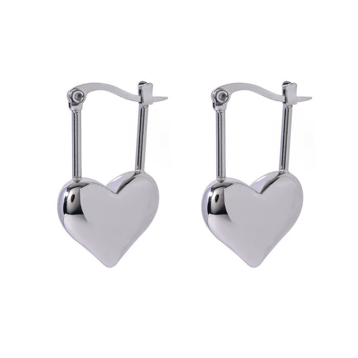 Trending Stainless Steel Heart Pendant Earrings - Valentine's Day Jewelry for Cross-Border Supply