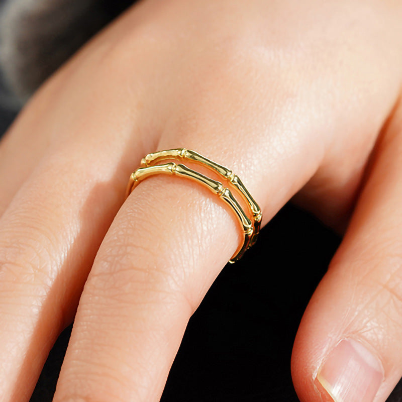 Anillo ajustable de bambú personalizado, anillo sencillo y popular.
