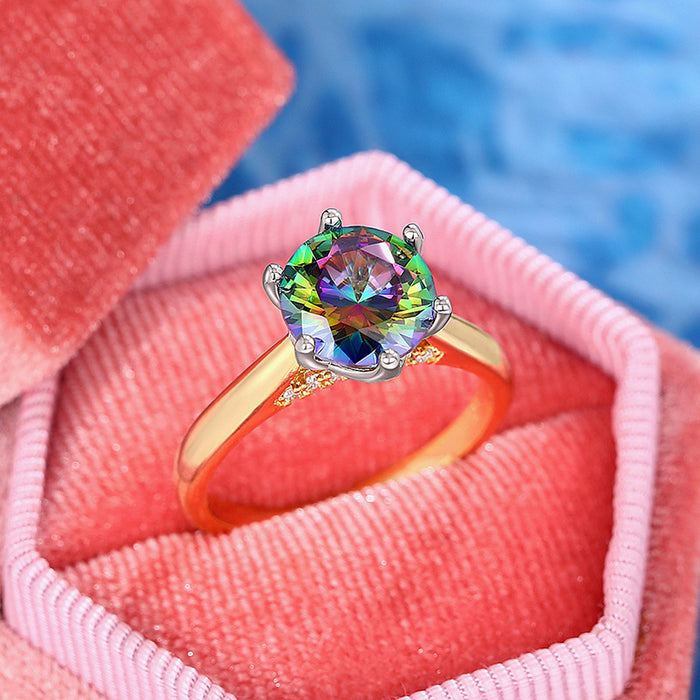 Colorful six-claw ring, all-match bride's daily index finger ring