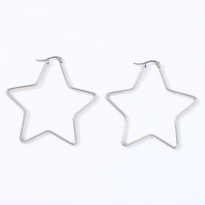 Five-pointed star earrings trendy titanium steel earrings